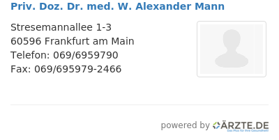Priv doz dr med w alexander mann