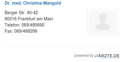 Dr med christina mangold