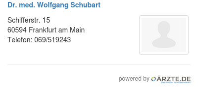 Dr med wolfgang schubart