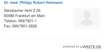 Dr med philipp robert hohmann