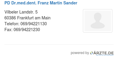 Pd dr med dent franz martin sander