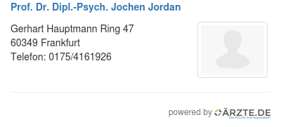 Prof dr dipl psych jochen jordan