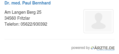 Dr med paul bernhard