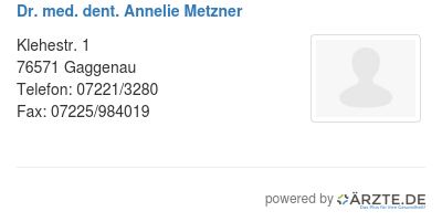 Dr med dent annelie metzner
