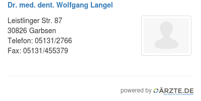 Dr med dent wolfgang langel