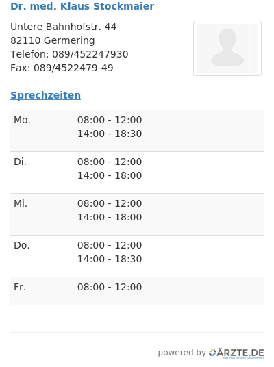 Dr med klaus stockmaier