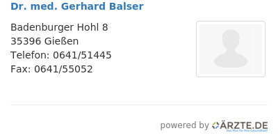 Dr med gerhard balser