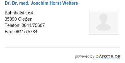 Dr dr med joachim horst welters