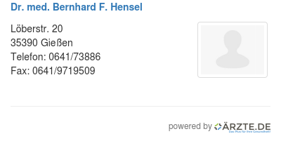 Dr med bernhard f hensel