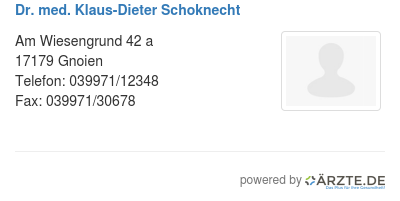 Dr med klaus dieter schoknecht