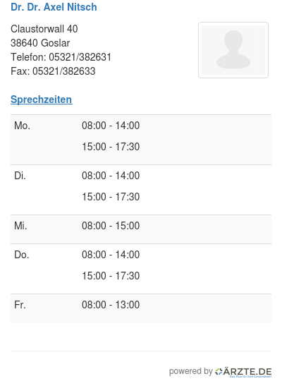 Dr dr axel nitsch