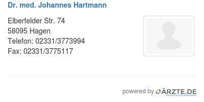 Dr med johannes hartmann