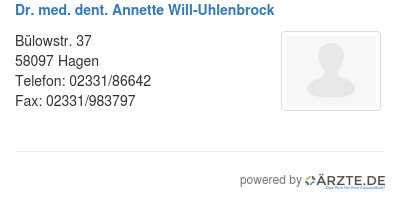 Dr med dent annette will uhlenbrock