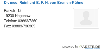Dr med reinhard b f h von bremen kuehne