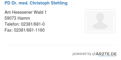 Pd dr med christoph stehling