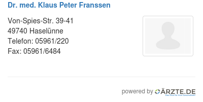 Dr med klaus peter franssen