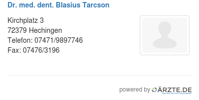 Dr med dent blasius tarcson