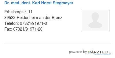 Dr med dent karl horst stegmeyer