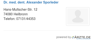 Dr med dent alexander sporleder