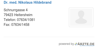 Dr med nikolaus hildebrand
