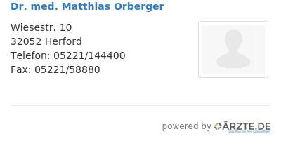 Dr med matthias orberger