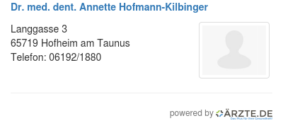 Dr med dent annette hofmann kilbinger