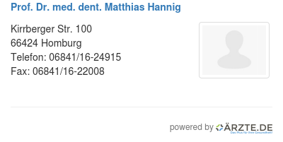 Prof dr med dent matthias hannig