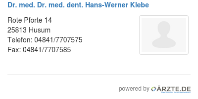Dr med dr med dent hans werner klebe