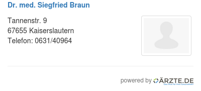 Dr med siegfried braun
