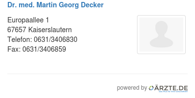 Dr med martin georg decker