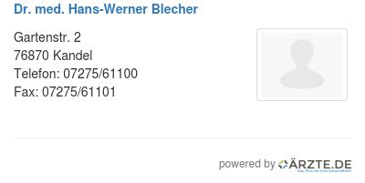 Dr med hans werner blecher