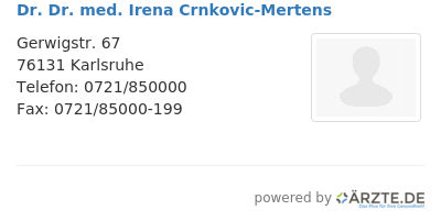 Dr dr med irena crnkovic mertens