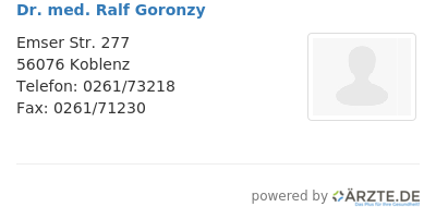 Dr med ralf goronzy