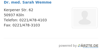 Dr med sarah wemme