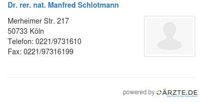 Dr rer nat manfred schlotmann