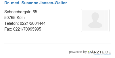 Dr med susanne jansen walter