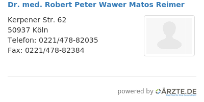 Dr med robert peter wawer matos reimer