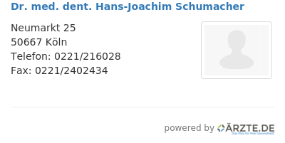 Dr med dent hans joachim schumacher