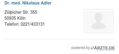 Dr med nikolaus adler