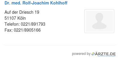 Dr med rolf joachim kohlhoff