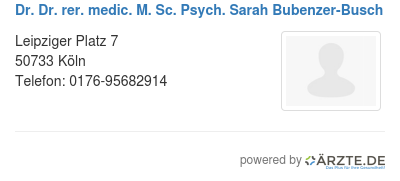 Dr dr rer medic m sc psych sarah bubenzer busch