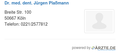 Dr med dent juergen plassmann