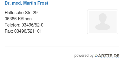 Dr med martin frost