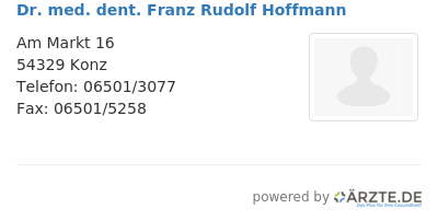 Dr med dent franz rudolf hoffmann