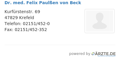 Dr med felix paulssen von beck