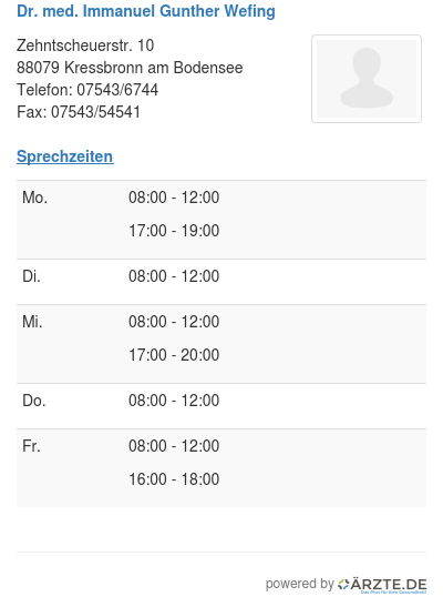 Dr med immanuel gunther wefing