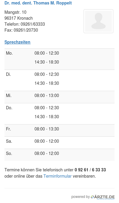 Dr med dent thomas m roppelt