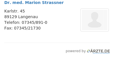Dr med marion strassner