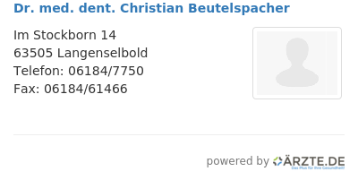 Dr med dent christian beutelspacher
