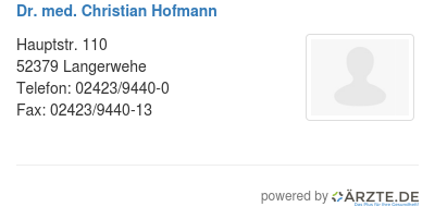Dr med christian hofmann